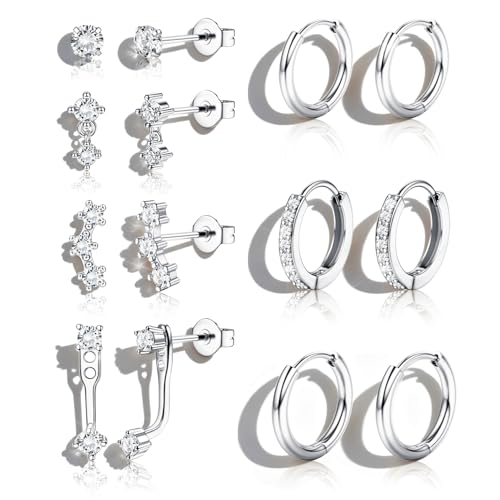 BESTEEL 7Pairs Hypoallergenic Gold Plated Earrings for Women Earring Stacks | Trendy Small Stud Huggie Hoop Earring Stacks Set Surgical Steel Cartilage Helix Jewelry for Sensitive Ears Birthday Gifts - style: S - Small