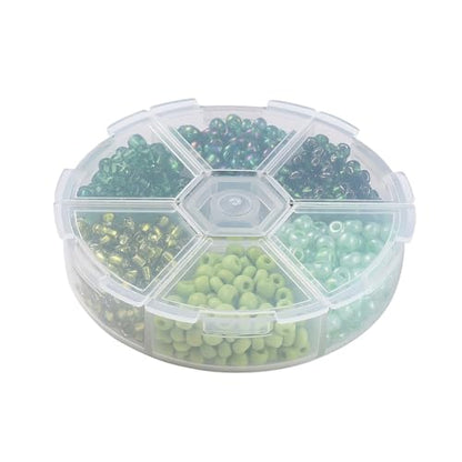 1Box 6/0 Glass Seed Beads 4mm Small Beads Round Loose Spacer Bead for DIY Friendship Bracelet Necklace Earring Summer Jewelry Making Phone Starp Craft Supplies Hole: 1~1.5mm About 600pcs/box Green - color: Green-4mm