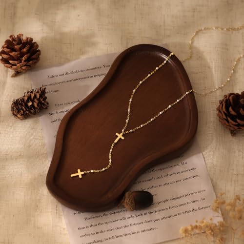 Gold Necklace for Women, Dainty Long Necklace 14k Gold Plated Lariat Long Necklaces for Women Trendy Simple Statement Drop Necklace Fashion Body Chain Prom Jewelry Gold Accessories - color: 2-Gold