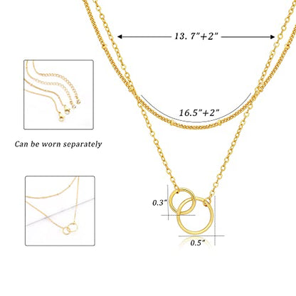 CHESKY 14K Gold Plated Silver Dainty Satellite Choker Necklace for Women | Layered Beaded Chain Necklace, Thin Choker Jewelry, Dainty Gold necklace, Minimalist Trendy Jewelry, Daily Gift for Women - style: Satellite circles-gold