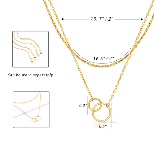 CHESKY 14K Gold Plated Silver Dainty Satellite Choker Necklace for Women | Layered Beaded Chain Necklace, Thin Choker Jewelry, Dainty Gold necklace, Minimalist Trendy Jewelry, Daily Gift for Women - style: Satellite circles-gold