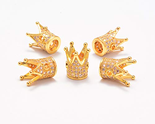 AD Beads Zircon Pave Rhinestones Crown Big Hole Bracelet Connector Spacer Beads (10pcs Mixed Color Crown (9x12mm)) - color: 10pcs Mixed Color Crown (9x12mm)