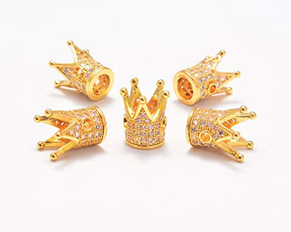 AD Beads Zircon Pave Rhinestones Crown Big Hole Bracelet Connector Spacer Beads (10pcs Mixed Color Crown (9x12mm)) - color: 10pcs Mixed Color Crown (9x12mm)