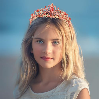 TAROSE Tiaras for Women, Birthday Crown and Sash for Girls | Birthday Sash Sunglasses Outfit, Birthday Gift for Women Girls, Goddess Crown Bride/Halloween/Prom/Party/Costume - color: 1 K. Gold+red