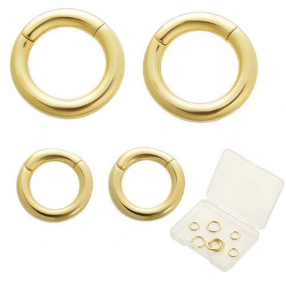 SUNNYCLUE 1 Box 8Pcs 18K Gold Plated Spring O Ring Round Carabiners Trigger Spring O Rings Keychain Ring Round Snap Clasps Metal Spring Gate Rings for Jewelry Making Keyring Bags Purses DIY Craft - color: 1 Box 8pcs 18k Gold Plated O Rings 2 Sizes