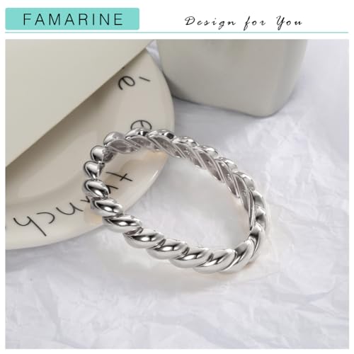 FAMARINE Gold Silver Chunky Bangle Bracelet for Women Men - style: Style B silver