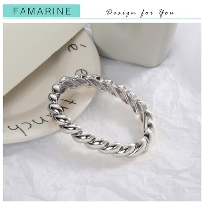 FAMARINE Gold Silver Chunky Bangle Bracelet for Women Men - style: Style B silver