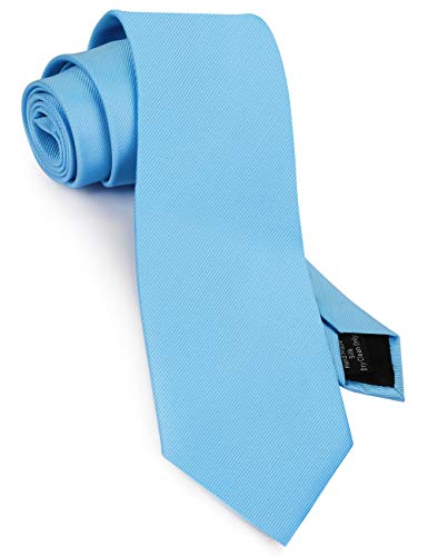 GUSLESON Classic New 3.15"（8cm） Men's Solid Color Necktie Wedding Business Tie + Gift Box - color: Light Blue