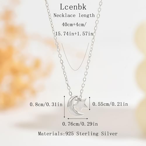 925 Sterling Silver Dainty Moon Star Necklace For Womem | 14k Gold Plated Charm Crescent Moon and Star Pendant Choker Necklaces to Daughter Mother Jewelry Gift for Birthday Wedding - color: Silver
