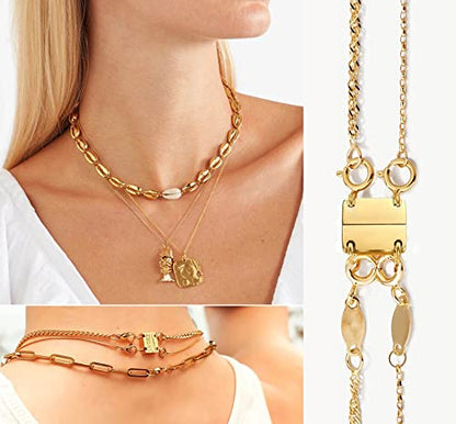Dailyacc Layering Magnetic Necklace Clasp,18 K Gold and Silver Separator for Stackable Necklaces - color: 1PCS - 2 Gold