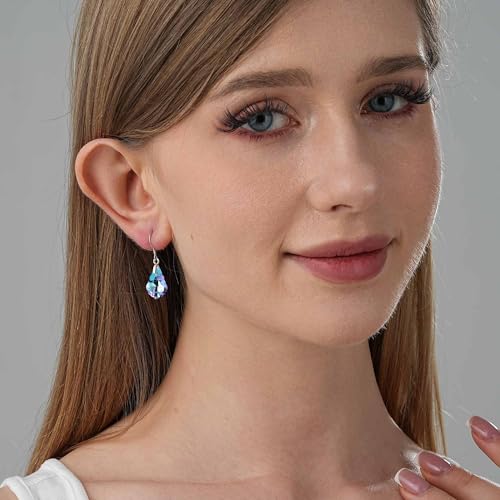 Austrian Crystal Baroque Drop Dangle Earrings for Women 925 Sterling Silver Hook Hypoallergenic Jewelry - color: Vitrail Light
