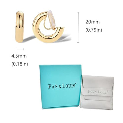 FAN&LOUIS Gold Clip On Hoop Earrings,Gold Silver Chunky Small Open Hoops Clip-On Earrings for Women Trendy Non-Pierced Ears Lightweight Teen - style: Gold and Silver