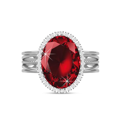 Linawe Costume Jewelry Adjustable Cocktail Ring for Women | Copper, Rhinestone, Cubic Zirconia, Oval, Fake Diamond, Crystal, Stone, Birthstone, Gemstone, Big, Chunky, Statement - color: White Burgundy