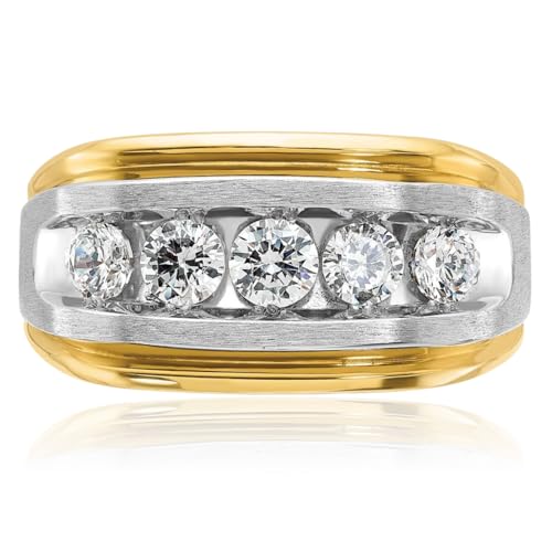 IceCarats 14K Two Tone Gold 1.01 ct Diamond Ultra Five Stone Wedding Ring