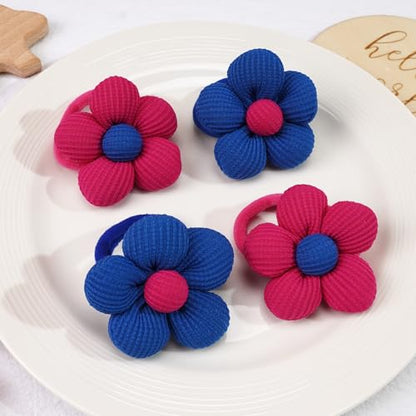 CÉLLOT 10PCS Flower Hair Ties,4cm in Diameter Seamless Nylon Bands, Normal Ponytail Holders for Girls,Teens and Women - color: 10pcs-B