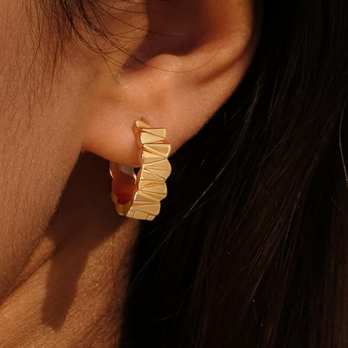 Cubic Zirconia Huggie Earrings 14k Gold Plated Tiny Earrings Small Huggie Hoop Earrings Simple Lightweight Hoops Gift for Women - color: 3angle