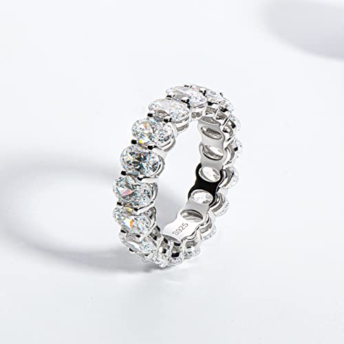 AINUOSHI Eternity Ring, 925 Sterling Silver Engagement Promise Ring for Women,Emerald Oval Radiant Round Cushion Cut Cubic Zirconia CZ Fine Ring,Stackable Full Eternity Wedding Band - color: Oval Cut