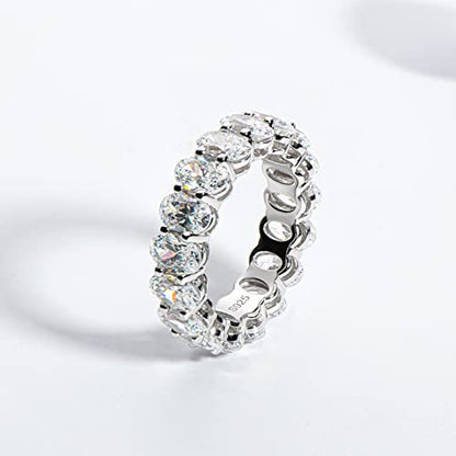 AINUOSHI Eternity Ring, 925 Sterling Silver Engagement Promise Ring for Women,Emerald Oval Radiant Round Cushion Cut Cubic Zirconia CZ Fine Ring,Stackable Full Eternity Wedding Band - color: Oval Cut