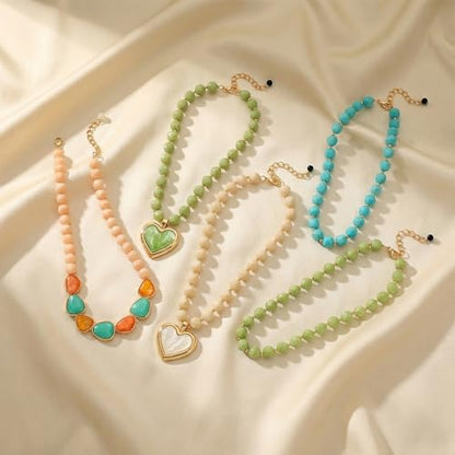 HESSAWEEL Colorful Chunky Beaded Necklace for Women Beach Jewelry | Summer Statement Choker, Adjustable Lobster Necklace, Handmade Boho Acrylic Jewelry - color: G
