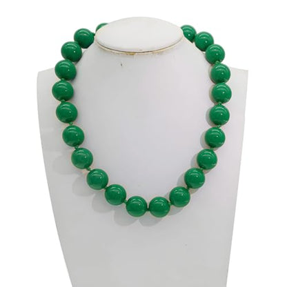 JNF Chunky Beaded Necklaces Women Large Big Ball Bead Choker Necklace Bold Statement Beads jewelry Gift - color: green beaded