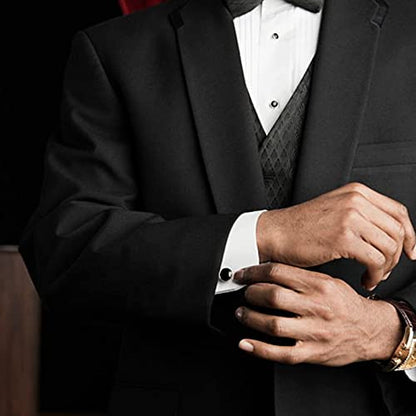 Men's Cufflinks & Tuxedo Studs Set - 316L Stainless Steel Formal Wedding Jewelry, Groomsmen Gift Set with Gift Box - color: 6pcs Blue Silver