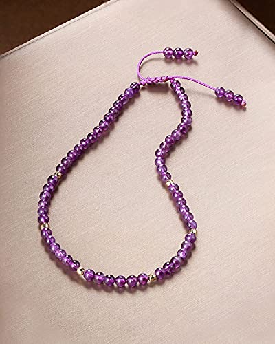 Gemstone Foot Anklet Bracelet for Women Beaded Stone Healing Energy Crystal Beach Foot Jewelry Adjustable(8.5-10 Inches)