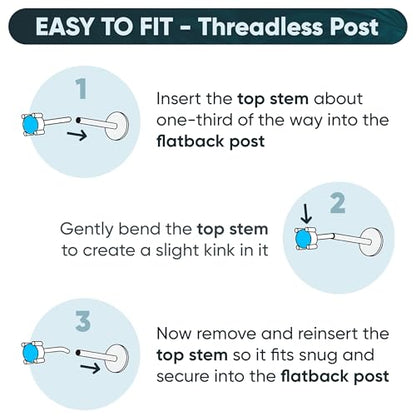 Threadless Flat Back Earrings for Tragus, Helix, Conch, Daith, Cartilage Piercings - G23 Titanium Flatback Stud Earrings with Grade AAAAA Cubic Zirconia - Threadless Flat Back Nose Stud Push Pin Ring Earring Studs (18g, 16g, 20g - 6mm, 8mm) - color: Silve