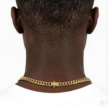 Hip Hop 18K Gold Cuban Link Chain for Men, 8mm Miami Cuban Necklace 316L Stainless Steel, Gold & Silver Available, Quick Lock Button Clasp, Anti-Tarnish Skin Friendly Mens Jewelry Gifts, 18-24" - color: Gold