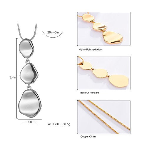 Long Pendant Necklaces For Women Multi-Layer Pendant Y Necklace Set Statement Pendant Chic Jewelry - color: Silver