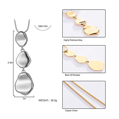 Long Pendant Necklaces For Women Multi-Layer Pendant Y Necklace Set Statement Pendant Chic Jewelry - color: Silver