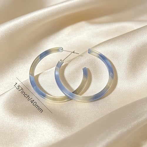 Resin Hoop Earrings for Women Lightweight Big Tortoise Shell Earrings Chunky Acrylic Earrings Hypoallergenic Mottled Statement Fashion Jewelry Gifts - color: B