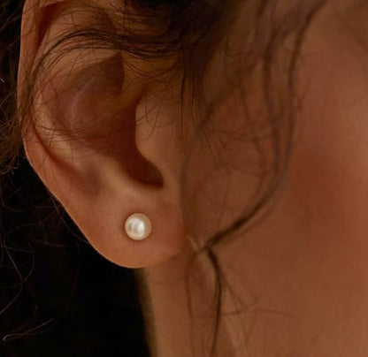 Women's Stainless Steel Faux Pearl Stud Earrings Set - 5 Pairs, 3-7mm - color: White 1