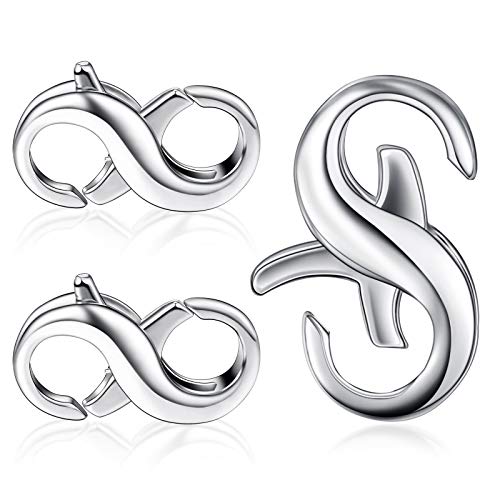 Hicarer 3 Pieces Double Lobster Clasp Double Claw Connector Necklace Bracelet Extension Clasp for DIY Women Jewelry Making Repair Kit(0.67 x 0.32 Inch,Silver) - color: Silver, size: 0.67 x 0.32 Inch