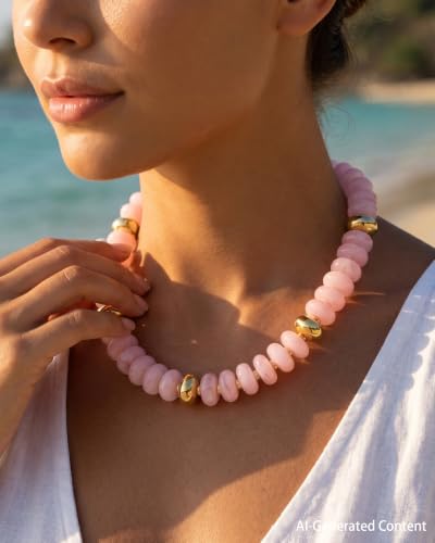 FIRAZIO Colorful Chunky Beaded Necklaces for Women | Trendy Statement Necklace Choker Necklace Boho Summer Beach Vacation Jewelry Gift - color: Pink Beaded