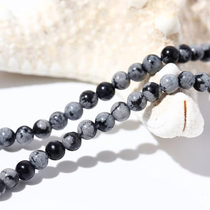 Simple 4mm Gemstones and Crystals Choker Necklace Unisex 16"-18" | Necklaces for Women Men, Adjustable, 40-45 cm Chain Length, Handmade, Spiritual Gemstones, Positive Energy, Daily Wear - style: Alabaster