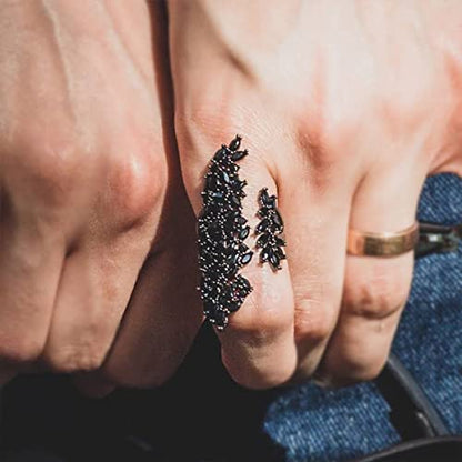 Black Rhinestone Crystal Cocktail Statement Ring for Women Gothic Jewelry | Adjustable Free Size, Costume knuckles rings, Wrap Design, Hypoallergenic, for Wedding Gala Prom Party Anniversary