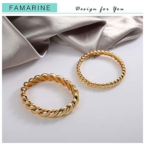 FAMARINE Gold Silver Chunky Bangle Bracelet for Women Men - style: Style B