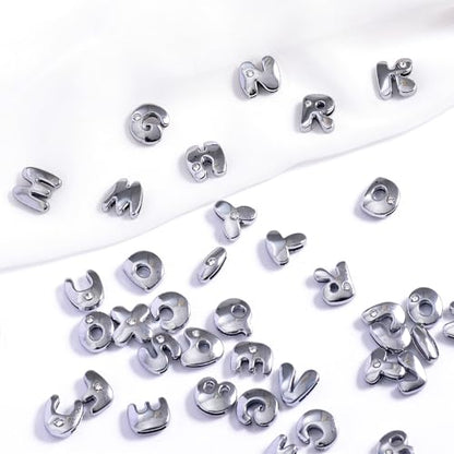 stino 100 Gram Metal Charms for Jewelry Making, Silver & Gold Plated, Bulk Pack for Bracelets, Necklaces, Crafts - color: Bubble Letter (52 Pcs）