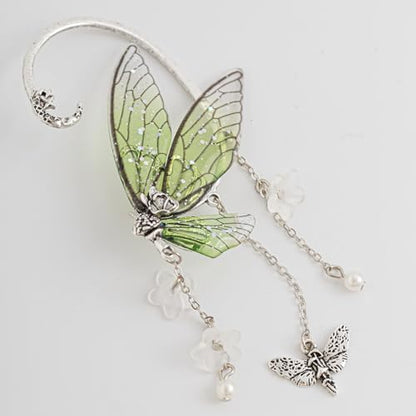 Ear Cuffs for Women, Hook without Pierced Ear Bone Clip Climber Earrings, Butterfly Shaped Ear Clip Wrap Around Earring No Piercing Cuff Earrings for Women - color: Green