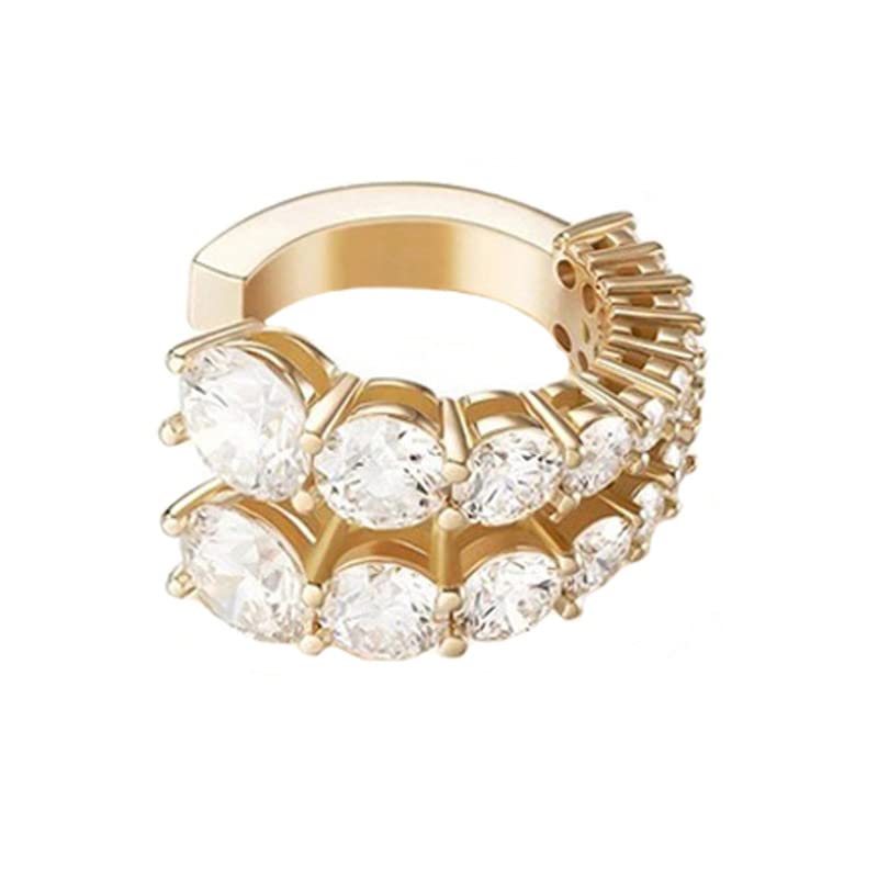 Ear Cuffs Non Piercing Gold Silver Earrings Cute Cubic Zirconia Sparkling Ear Cuff for Women Clip On Cartilage Huggie Earring Christmas Jewelry Costume - color: G