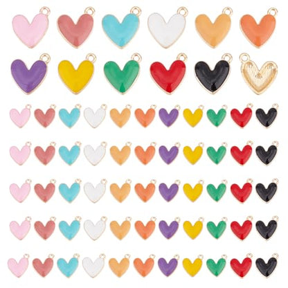 PH PandaHall Heart Pendart Charms - color: 11 Colors, size: 16x15x3mm