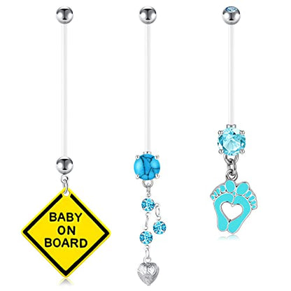 D.Bella 14G Pregnancy Belly Button Rings with Replacement Balls Flexible Bioplast Sport Maternity Belly Ring Retainer for Women Navel Piercing Retainer 1 1/2Inch (38mm) - color: Style K