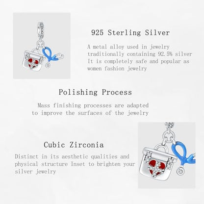 Charms Beads 925 Sterling Silver Animal Heart Flower Friend Dangle Pendant with 5A Cubic fits for Charms Bracelets for Woman Valentine's Day Mother's Day Christmas Graduation Birthday Gift - style: J07-Stethoscope Medical bag Medicine