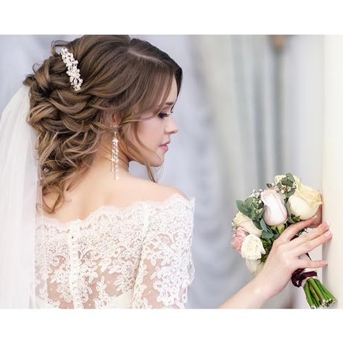 Kruckel Long Dangle Earrings for Women, White Floral Pearl-Inspired | Pearl Drop Earrings, Lightweight Gold-Tone Jewelry for Weddings, Parties, Bridesmaids, Birthdays and Occasion Gifts - color: Silver, Pearl White, Gold
