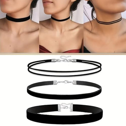 3pcs Black Choker Necklace for Women Black Velvet Choker Set Layered Classic Chokers for Women Adjustable Gothic Lace Collar Necklace for Party Cosplay Christmas Birthday Jewelry Gifts