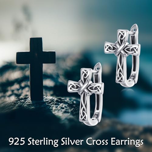 Blue Evil Eye/Celtic/Owl/Moonstone/Paw Print/Cubic Zirconia Hoop Earrings for Women 925 Sterling Silver Women Earrings Jewelry - style: Celtic cross