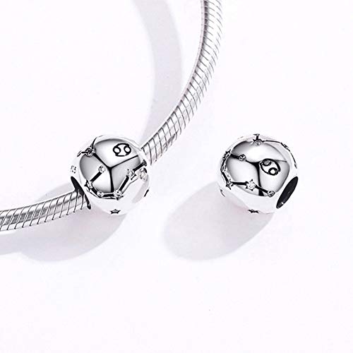 Constellation Charm 925 Sterling Silver Birthstone Bead for Pandora Charms Bracelet-Gift for Anniversary Birthday Christmas Day - color: Cancer（6.22-7.22）