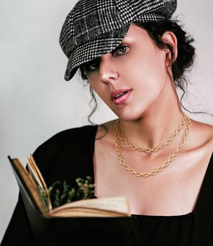 Aobei Pearl 18K Gold or Platinum Long Chain Necklace for Women Chunky Statement Chain Link Necklace Adjustable Geometric Open Chain Layering Jewelry - color: Gold Oval Chain