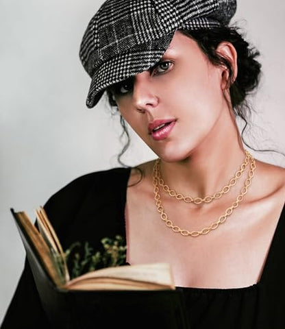 Aobei Pearl 18K Gold or Platinum Long Chain Necklace for Women Chunky Statement Chain Link Necklace Adjustable Geometric Open Chain Layering Jewelry - color: Gold Oval Chain