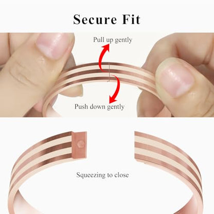 18K Gold Plated Bracelet Love Bangles for Women, 6.7in / 7.1in | Stainless steel, Waterproof & Non tarnish. Elegant & Shining. Verstaile for daily wear, perfect for stacking. Ideal Gift. - color: Rose Gold-7.1in